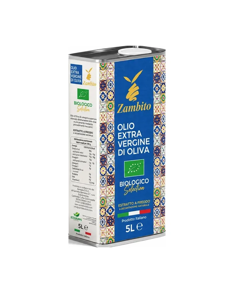 Olio extra vergine di oliva biologico Zambito in latta